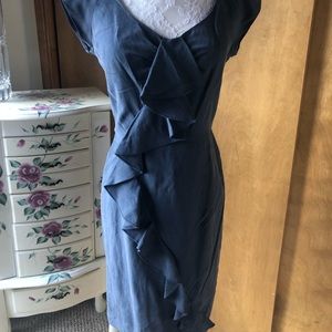 REBECCA TAYLOR Fabulous Silk Navy Ruffle Dress.